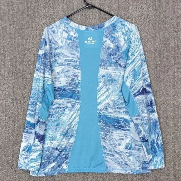 Realtree Fishing Shirt Mens XL Blue Wav3 Camo Waves Long Sleeve Performance - Picture 7 of 11